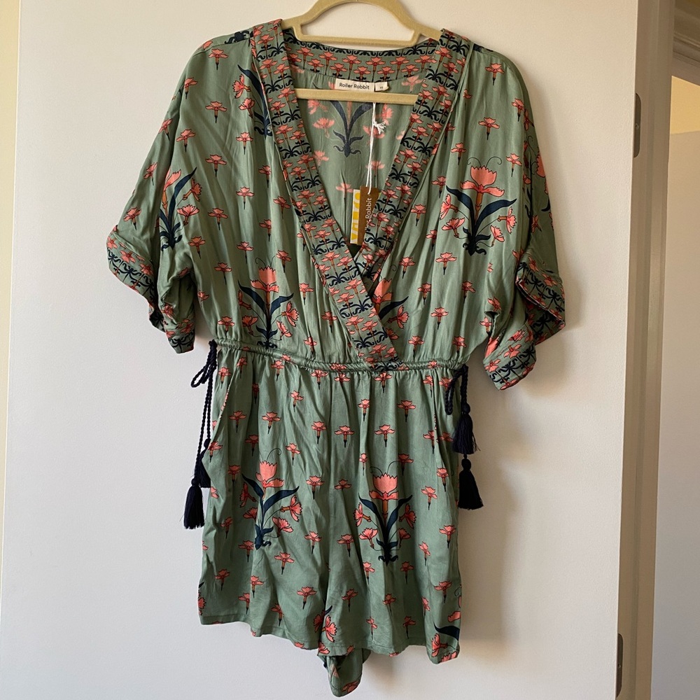 Roller Rabbit Decorum Sonia Romper Jade size XS